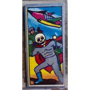 Vintage Japanese Menko Trading Card With Skull Rocket Art